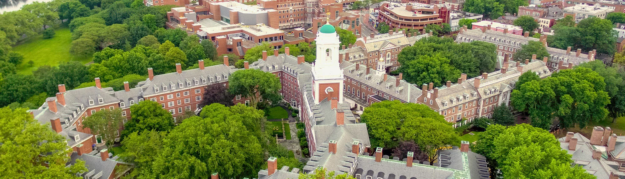 aerial view of Harvard University campus
