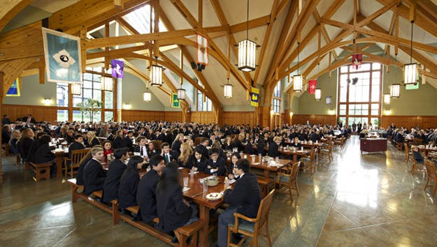 Shawnigan Lake School students in dining hall